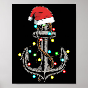 Christmas Lights Anchor Boating Sailing Funny Boat Poster