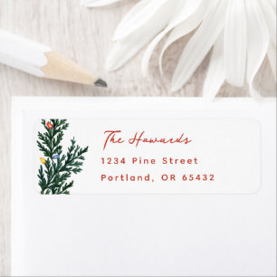 Christmas Lights and Greenery Return Address Label
