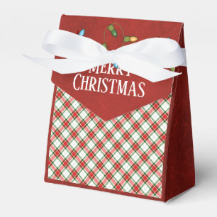 Christmas Lights and red and green plaid Favour Box
