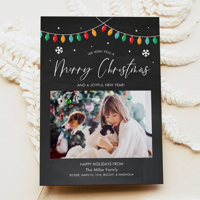 Christmas Lights and Snowflakes Holiday Photo Card (Creator Uploaded)