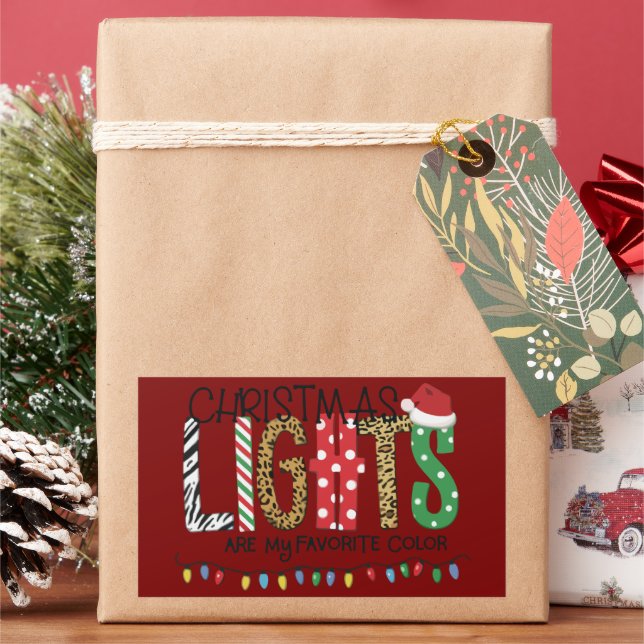 Christmas Lights Are My Favourite Colour Santa Xma Rectangular Sticker (Holiday)