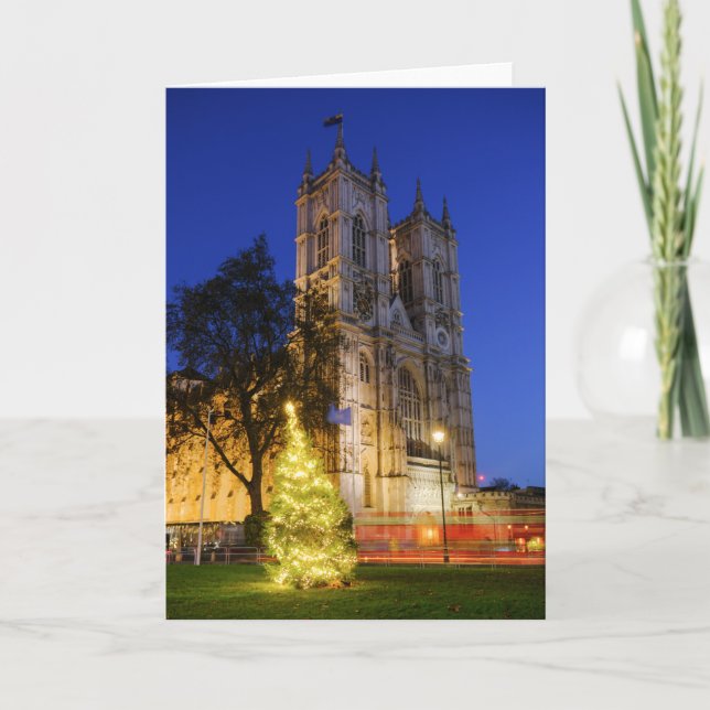 Christmas Lights at Westminster Abbey, London UK Card (Front)