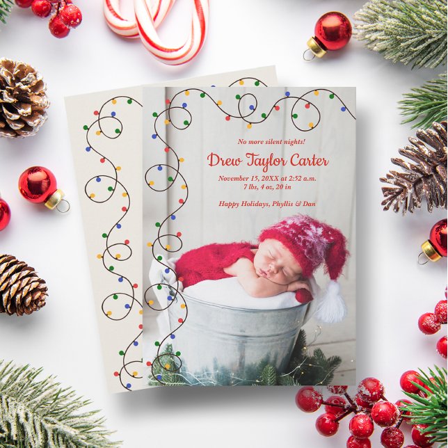 Christmas Lights Baby Photo Birth Announcements (Creator Uploaded)
