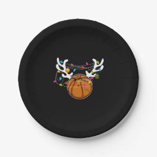 Christmas Lights Basketball Ball Funny Xmas Paper Plate