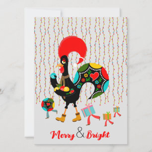 Christmas lights, baubles, presents and Rooster