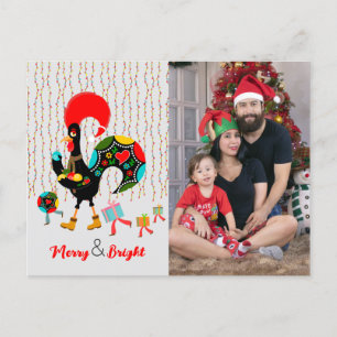Christmas lights, baubles, presents and Rooster Postcard