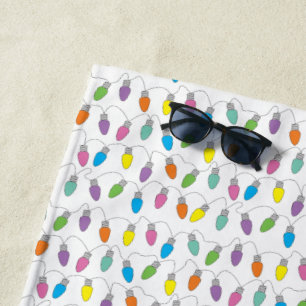 Christmas lights beach towel