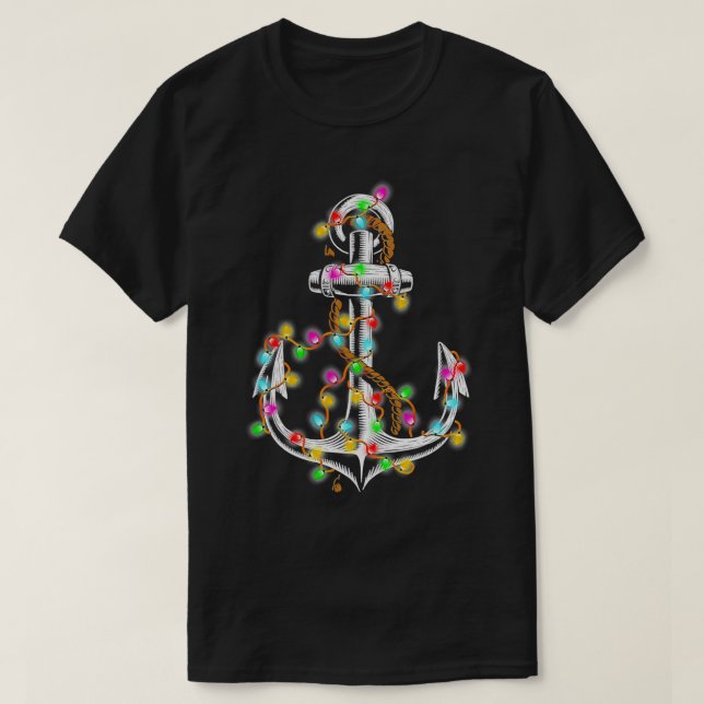 Christmas Lights Boating Sailing 2 T-Shirt (Design Front)
