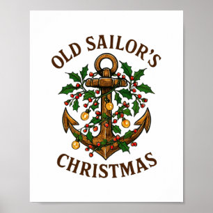Christmas Lights Boating Sailing Cruise Boat Gifts Poster