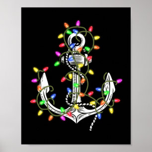 Christmas lights boating sailing cruise poster