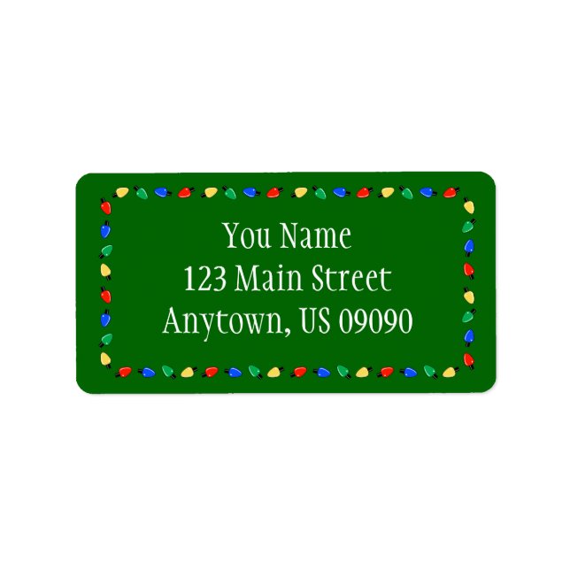 Christmas Lights Border Address Labels (Green) (Front)