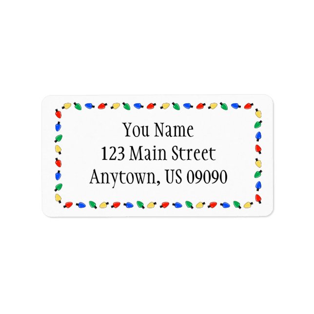 Christmas Lights Border Address Labels (White) (Front)