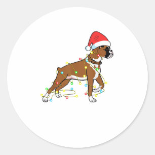 Christmas Lights Boxer Dog Lover Funny Gift Classic Round Sticker