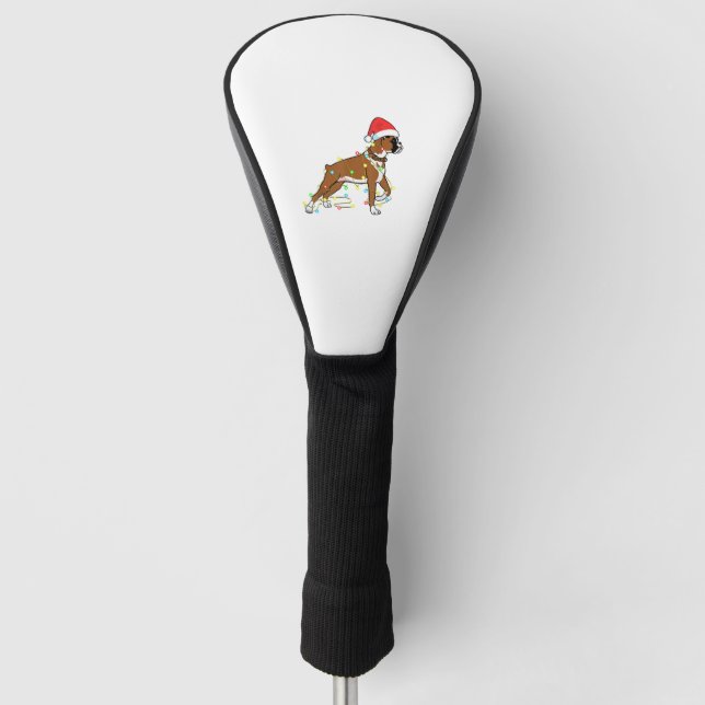 Christmas Lights Boxer Dog Lover Funny Gift  Golf Head Cover (Front)