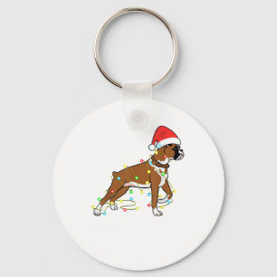 Christmas Lights Boxer Dog Lover Funny Gift  Key Ring