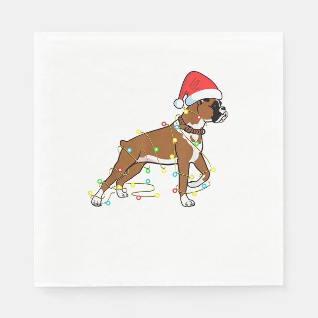 Christmas Lights Boxer Dog Lover Funny Gift  Napkin (Front)