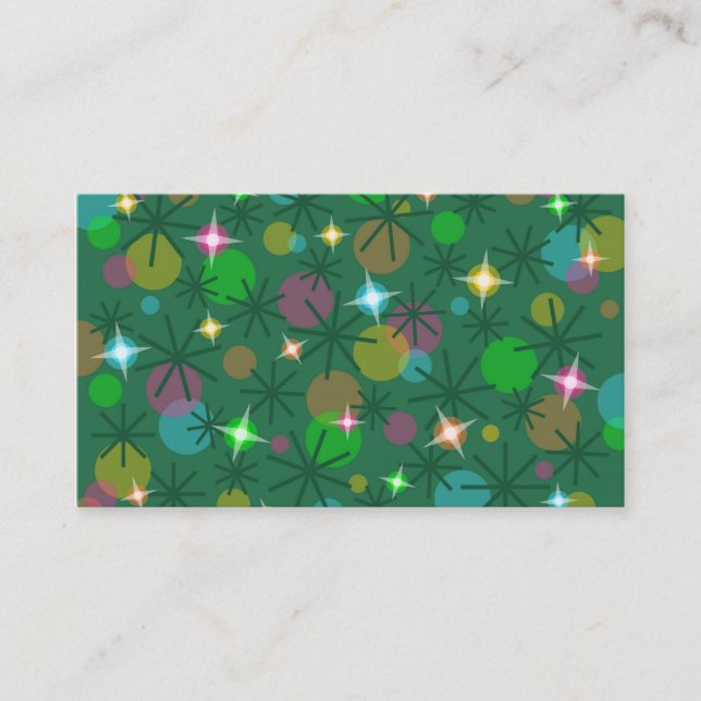 Christmas Lights business card template green (Front)