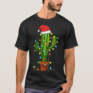 Christmas Lights Cactus Lover Funny Xmas Gift  T-Shirt