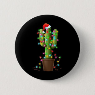 Christmas Lights Cactus Lover Funny Xmas Gifts For 6 Cm Round Badge