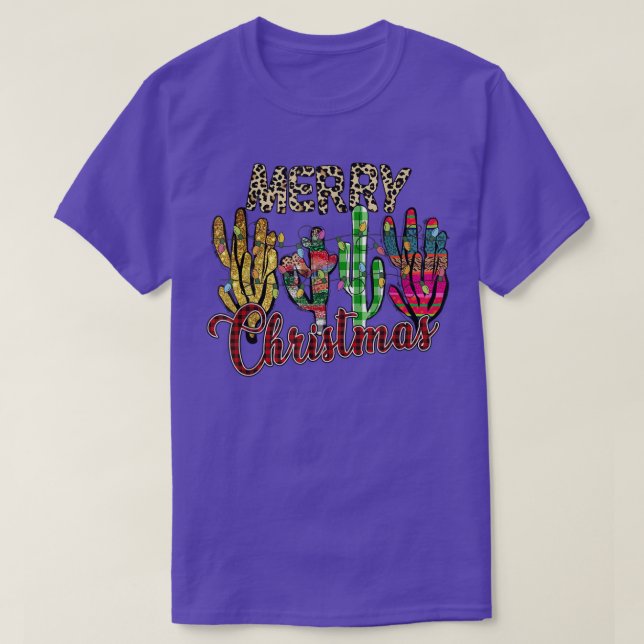 Christmas Lights Cactus Lover Funny Xmas pajama fa T-Shirt (Design Front)