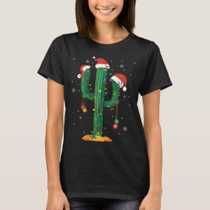 Christmas Lights Cactus Lover Funny Xmas Pajama Gi T-Shirt