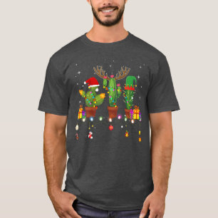 Christmas Lights Cactus Lover Funny Xmas Pajama Ho T-Shirt