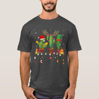 Christmas Lights Cactus Lover Funny Xmas Pajama Ho T-Shirt