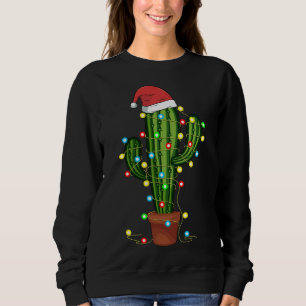 Christmas Lights Cactus Lover Funny Xmas Sweatshirt