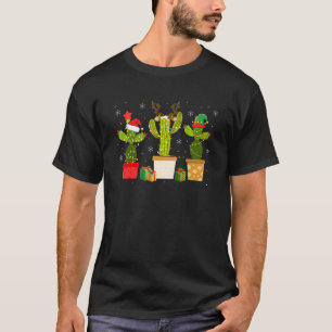 Christmas Lights Cactus   Xmas Pajama Holiday T-Shirt