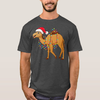 Christmas Lights Camel Wearing Xmas Hat  Funny Cam T-Shirt