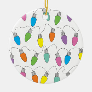 Christmas lights ceramic ornament