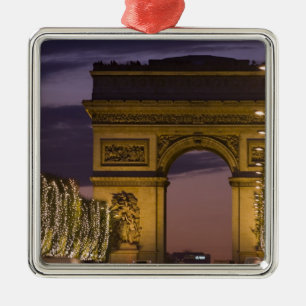 Christmas lights, Champs Elysees, Arc de Metal Ornament