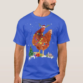 Christmas Lights Chicken Santa Funny Chicken T-Shirt