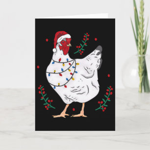 Christmas Lights Chicken Santa Funny Xmas Tree Chi Card