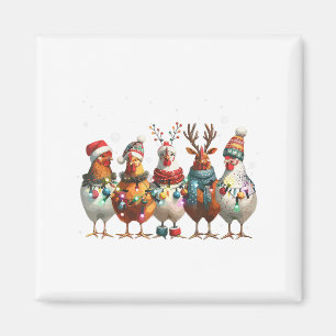Christmas Lights Chicken Santa Funny Xmas Tree Chi Magnet