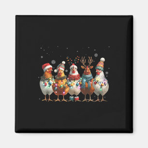 Christmas Lights Chicken Santa Funny Xmas Tree Chi Magnet