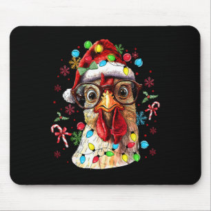 Christmas Lights Chicken Santa Funny Xmas Tree Chi Mouse Pad