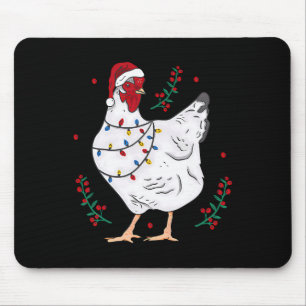 Christmas Lights Chicken Santa Funny Xmas Tree Chi Mouse Pad