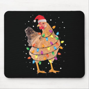 Christmas Lights Chicken Santa Funny Xmas Tree Chi Mouse Pad