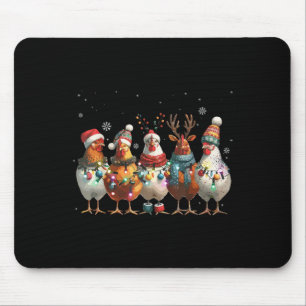 Christmas Lights Chicken Santa Funny Xmas Tree Chi Mouse Pad