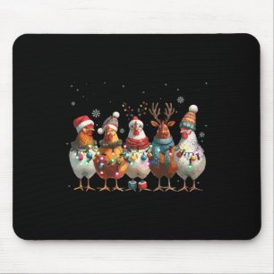 Christmas Lights Chicken Santa Funny Xmas Tree Chi Mouse Pad