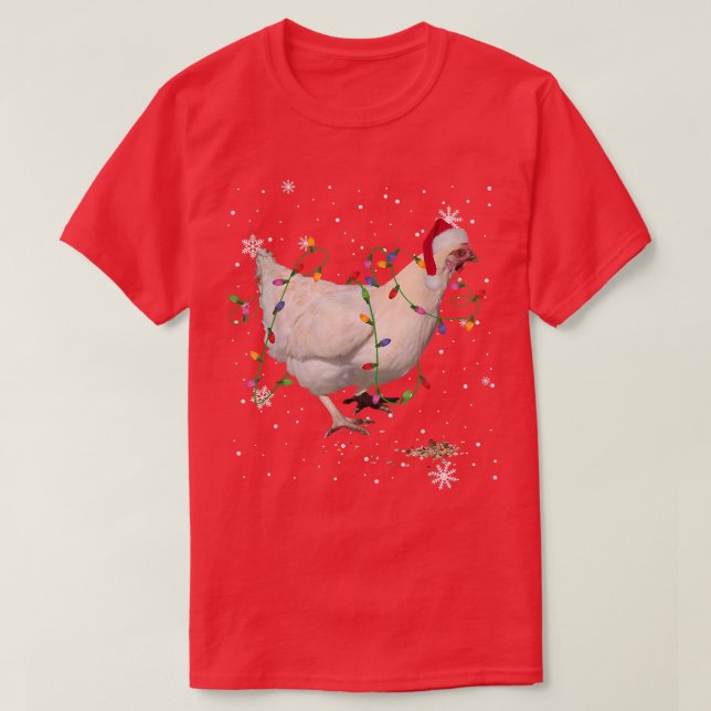 Christmas Lights Chicken Santa Funny Xmas Tree Chi T-Shirt (Design Front)