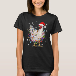 Christmas Lights Chicken Santa T-Shirt
