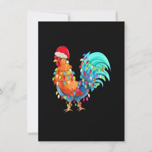 Christmas Lights Chicken Wearing Xmas Hat Chicken  Invitation