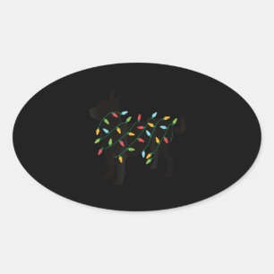 christmas lights chihuahua cute gifts dog lovers oval sticker