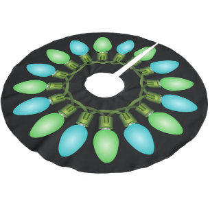 Christmas Lights Circle in Blue and Green Brushed Polyester Tree Skirt