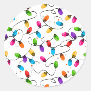 Christmas lights classic round sticker