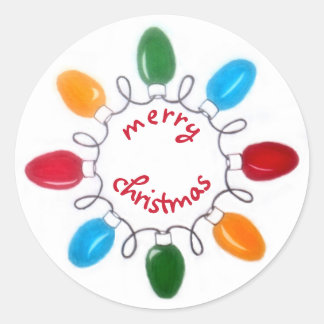 Christmas Lights Classic Round Sticker