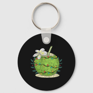 Christmas Lights Coconut Tropical Summer Christmas Key Ring