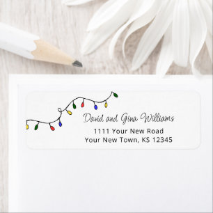 Christmas Lights Colorful Retro Return Address Label